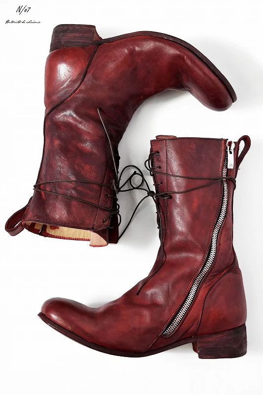 N/07 HORSESKIN HAND DYE BOOTS (RED) - Image 6
