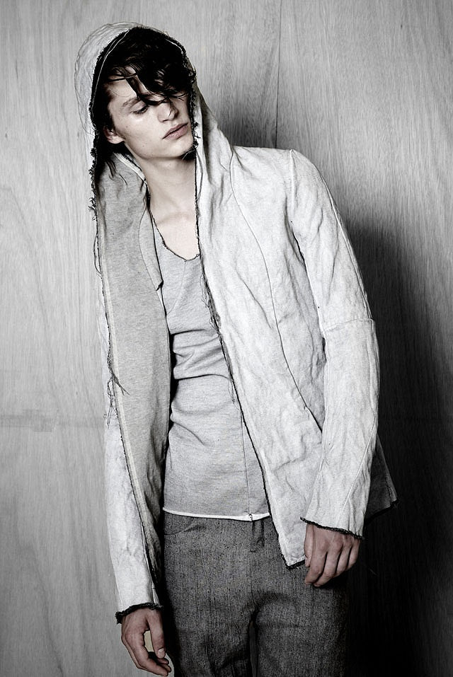 N/07 jacket hooded c/li slub twill fabric sumi dyed (SUMI WHITE) - Image 4