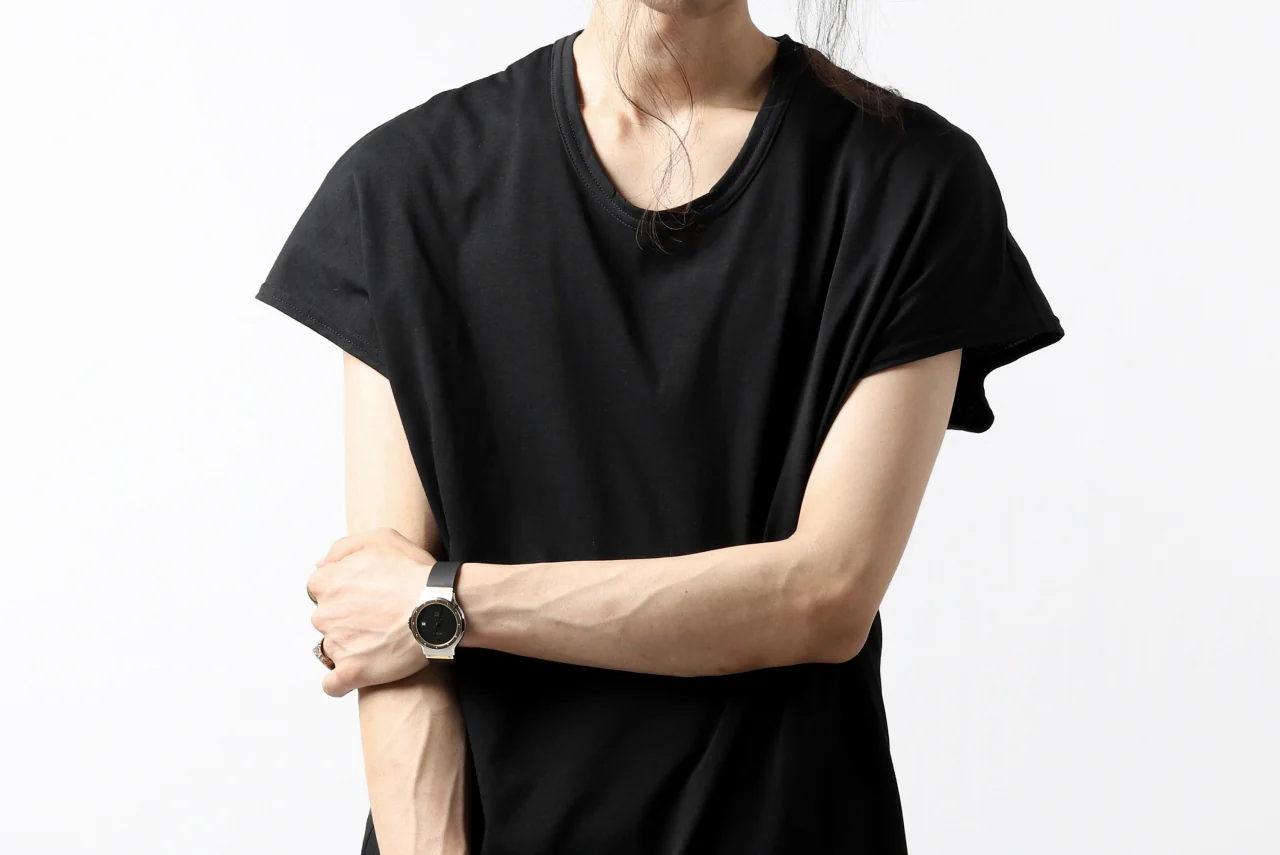 N/07 KIMONO-SLEEVE T-SHIRT / DERABE CLAIR FINE (BLACK) - Image 20