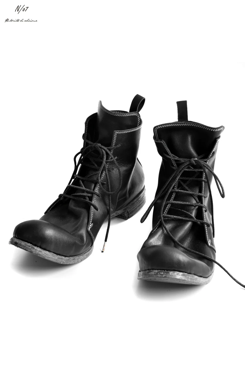 N/07 Laced Mid Boots / Cavallo di Giappone(hand-oiled) (BLACK) - Image 2