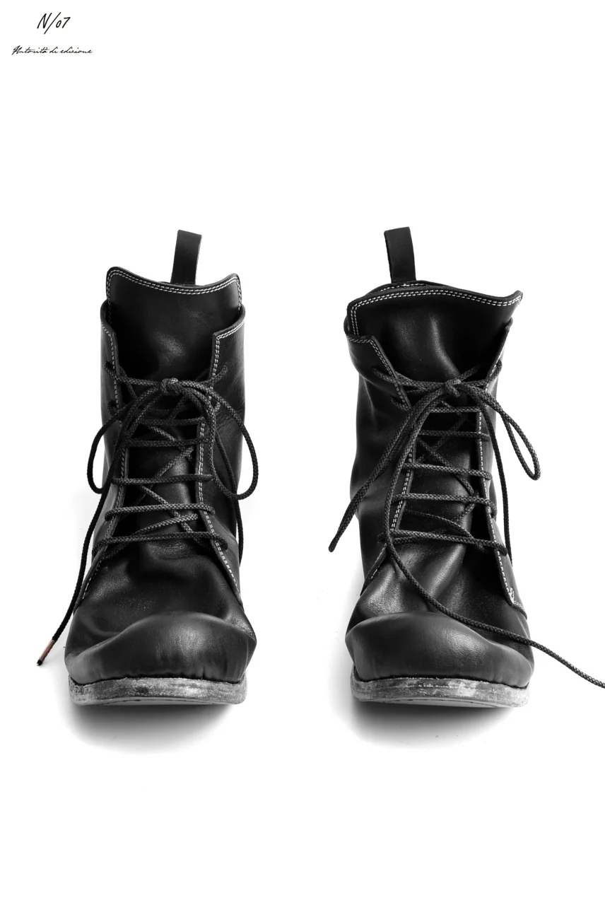 N/07 Laced Mid Boots / Cavallo di Giappone(hand-oiled) (BLACK) - Image 3
