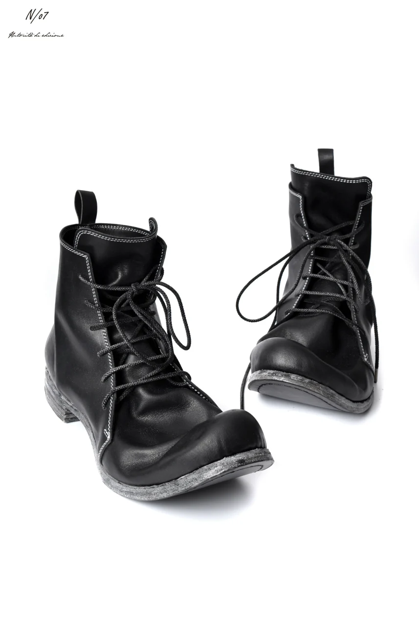 N/07 Laced Mid Boots / Cavallo di Giappone(hand-oiled) (BLACK) - Image 4