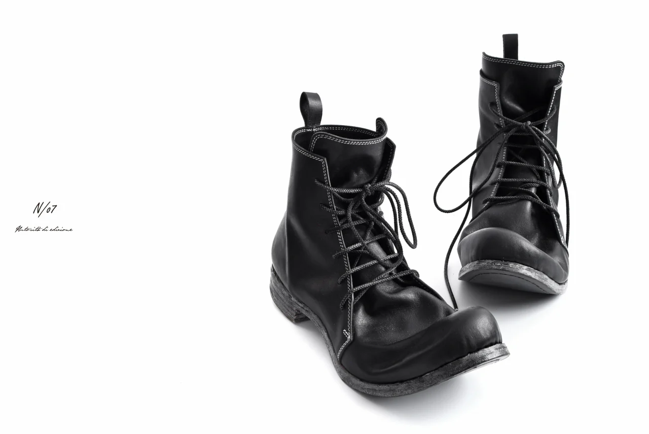 N/07 Laced Mid Boots / Cavallo di Giappone(hand-oiled) (BLACK) - Image 49