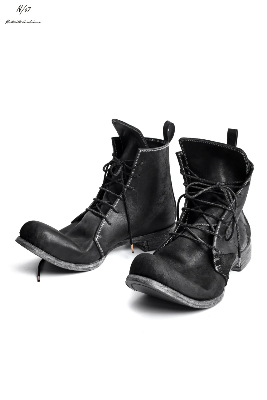 N/07 Laced Mid Boots / Cordovan full grain (BLACK) - Image 2