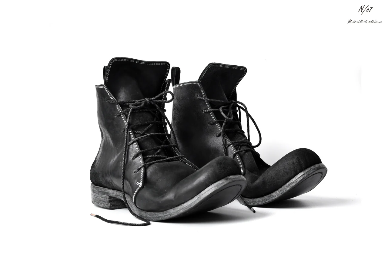 N/07 Laced Mid Boots / Cordovan full grain (BLACK) - Image 47