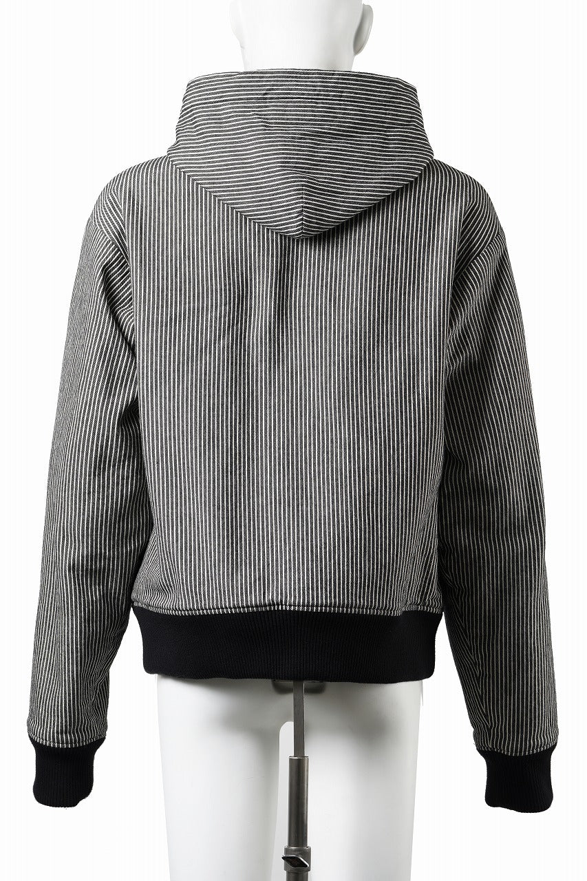 N/07 limited HOODY ZIP PARKA / SELVEDGE HICKORY STRIPES DENIM + FRENCH CARZE (BLACK x WHITE) - Image 2