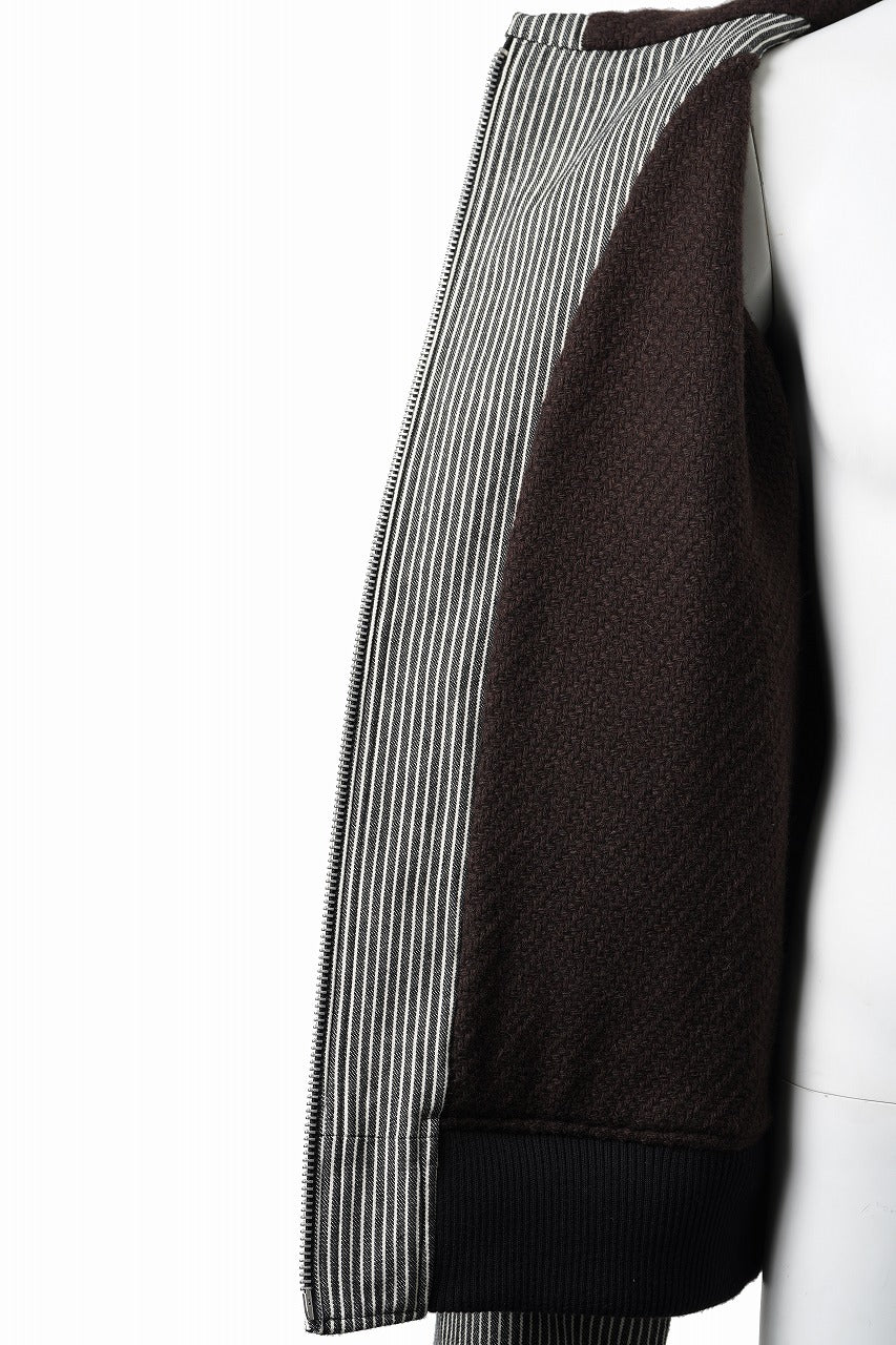 N/07 limited HOODY ZIP PARKA / SELVEDGE HICKORY STRIPES DENIM + FRENCH CARZE (BLACK x WHITE) - Image 7