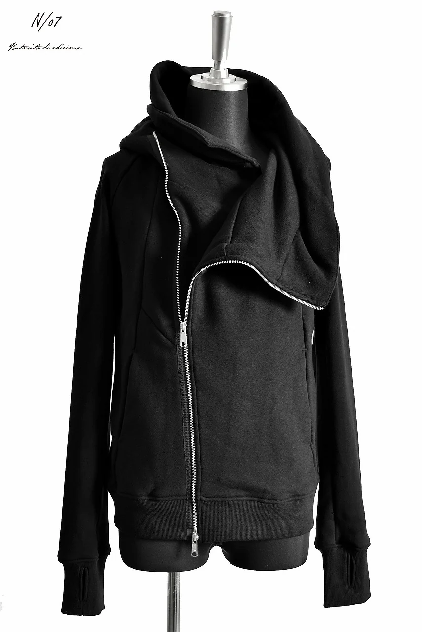 N/07 "MAUSK Detail" Big Hooded Half bias neck Short parka -With Finger Out- (BLACK)