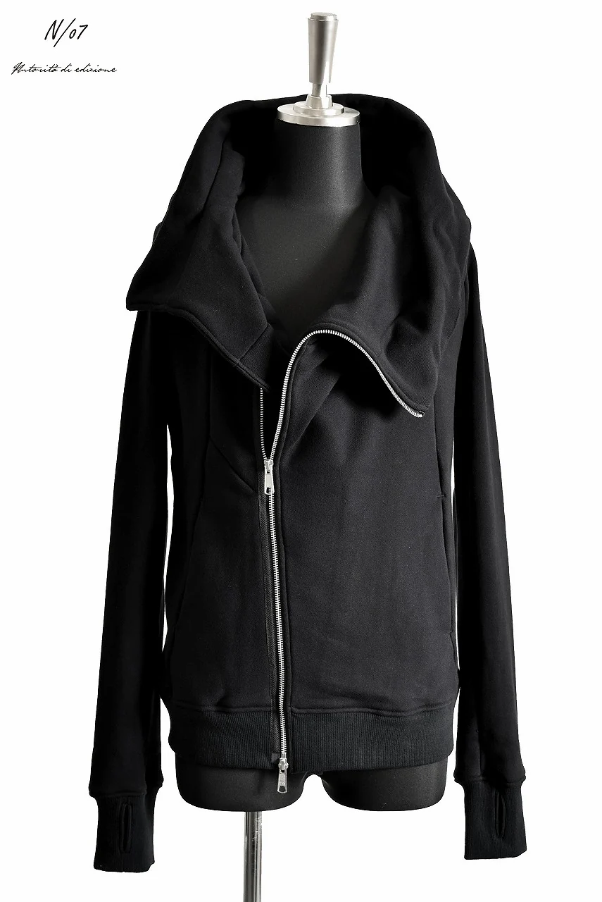 N/07 "MAUSK Detail" Big Hooded Half bias neck Short parka -With Finger Out- (BLACK) - Image 2