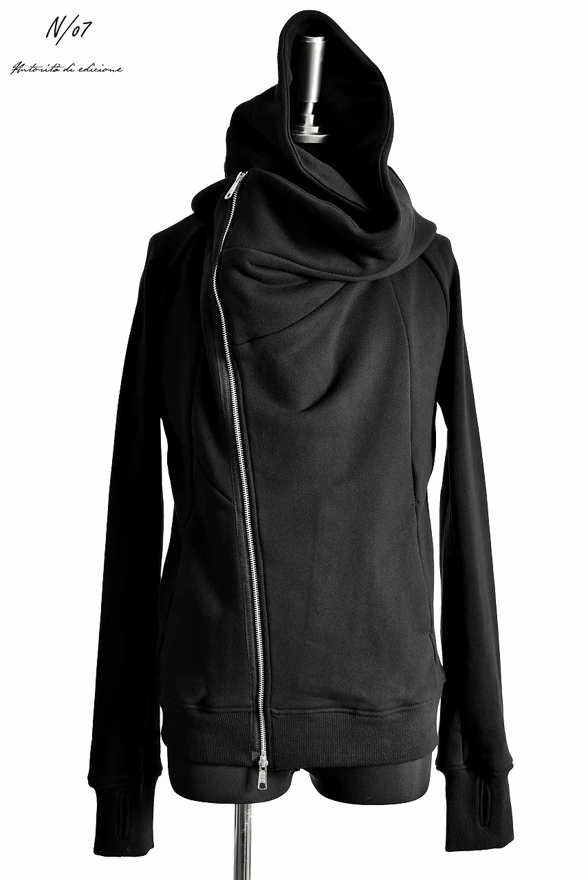 N/07 "MAUSK Detail" Big Hooded Half bias neck Short parka -With Finger Out- (BLACK) - Image 3