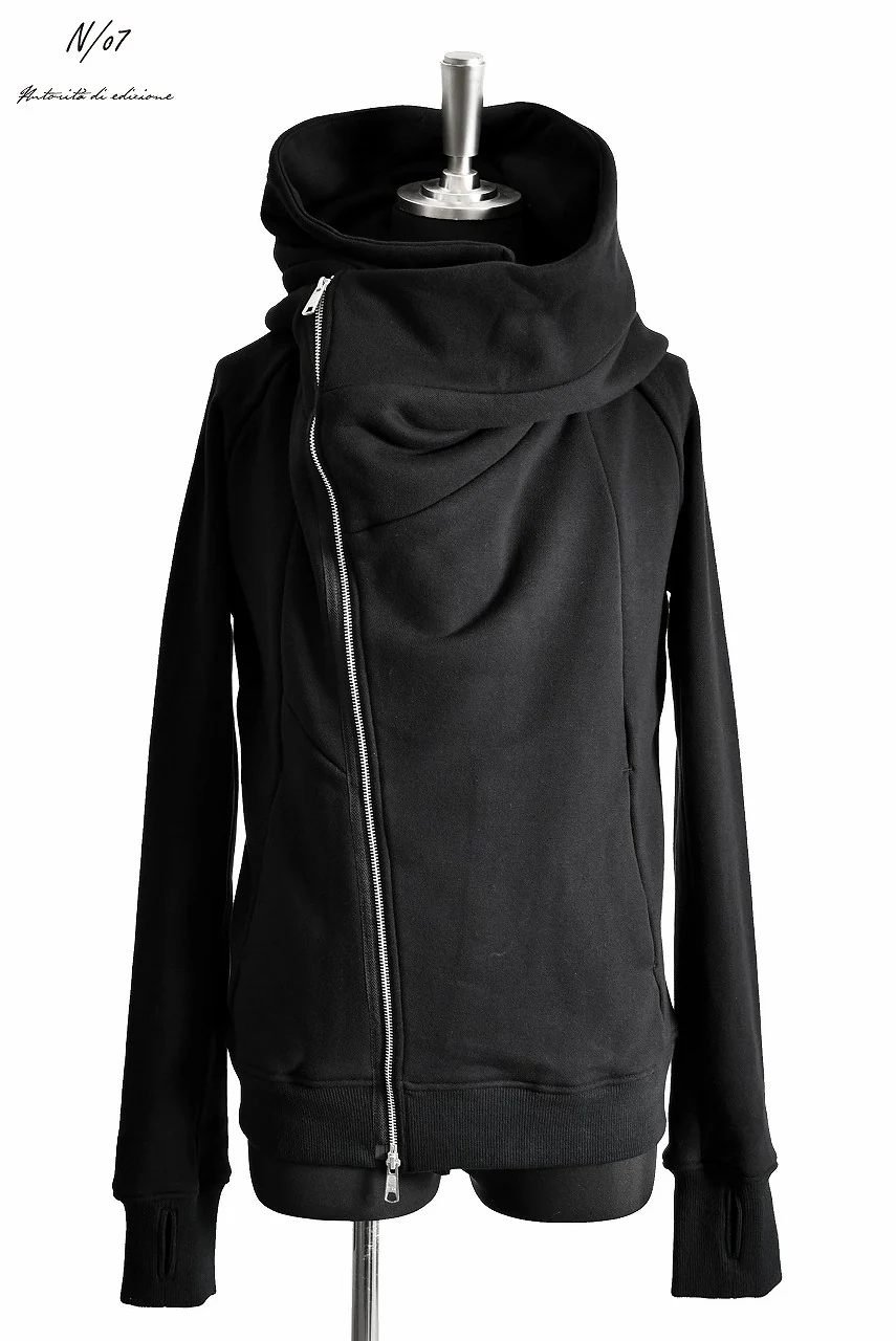 N/07 "MAUSK Detail" Big Hooded Half bias neck Short parka -With Finger Out- (BLACK) - Image 4