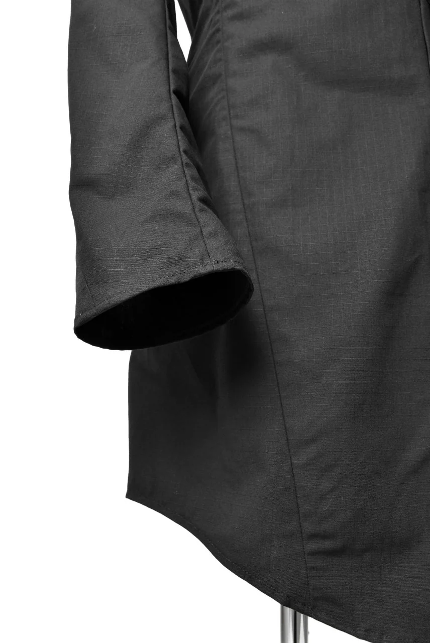 N/07 "MAUSK Detail" CURVED LONG SHIRT C/RIPSTOP (BLACK) - Image 9