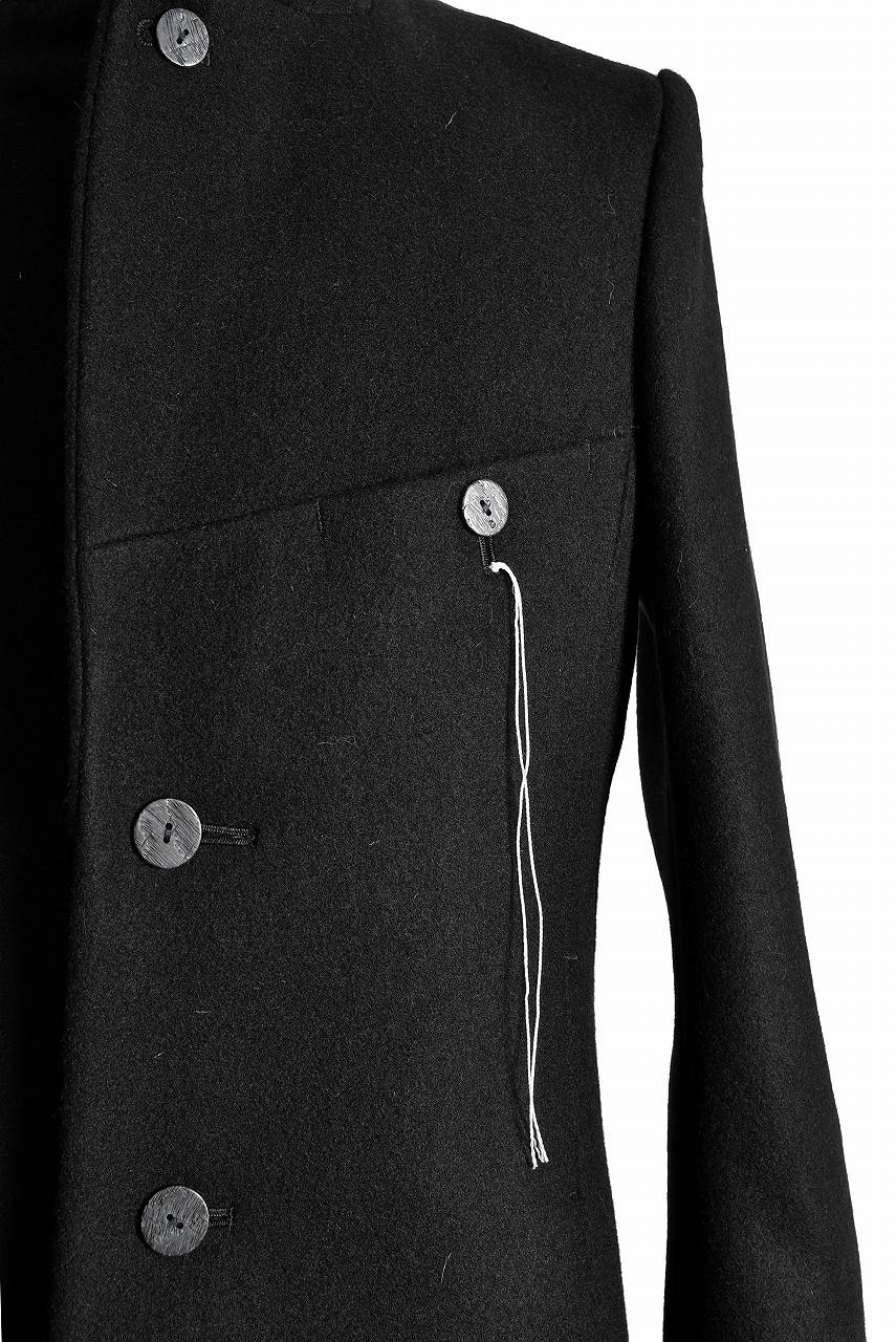 N/07 "MAUSK Detail" exclusive "PLATINUM MELTON" FOLDING NECK CHESTER COAT (BLACK) - Image 10