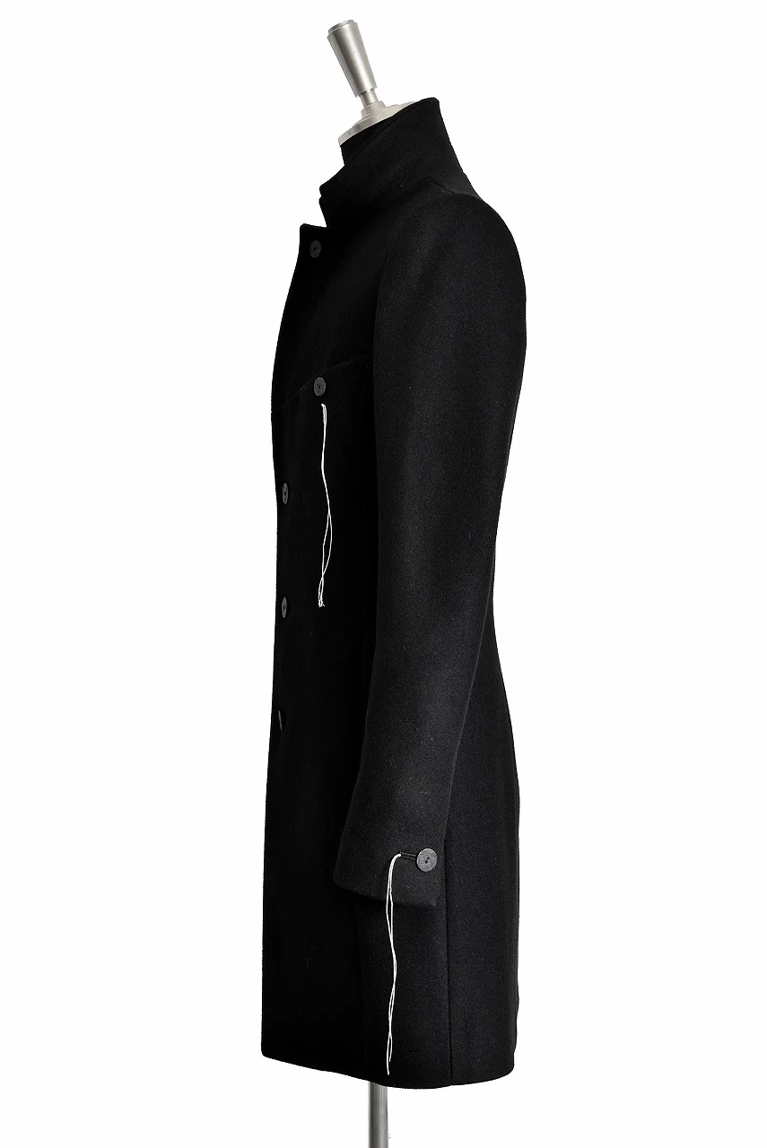 N/07 "MAUSK Detail" exclusive "PLATINUM MELTON" FOLDING NECK CHESTER COAT (BLACK) - Image 5