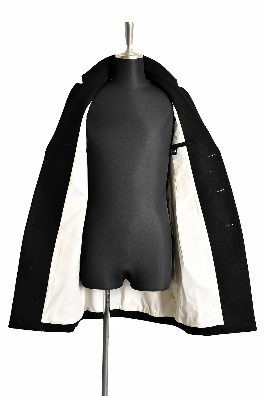 N/07 "MAUSK Detail" exclusive "PLATINUM MELTON" FOLDING NECK CHESTER COAT (BLACK) - Image 8