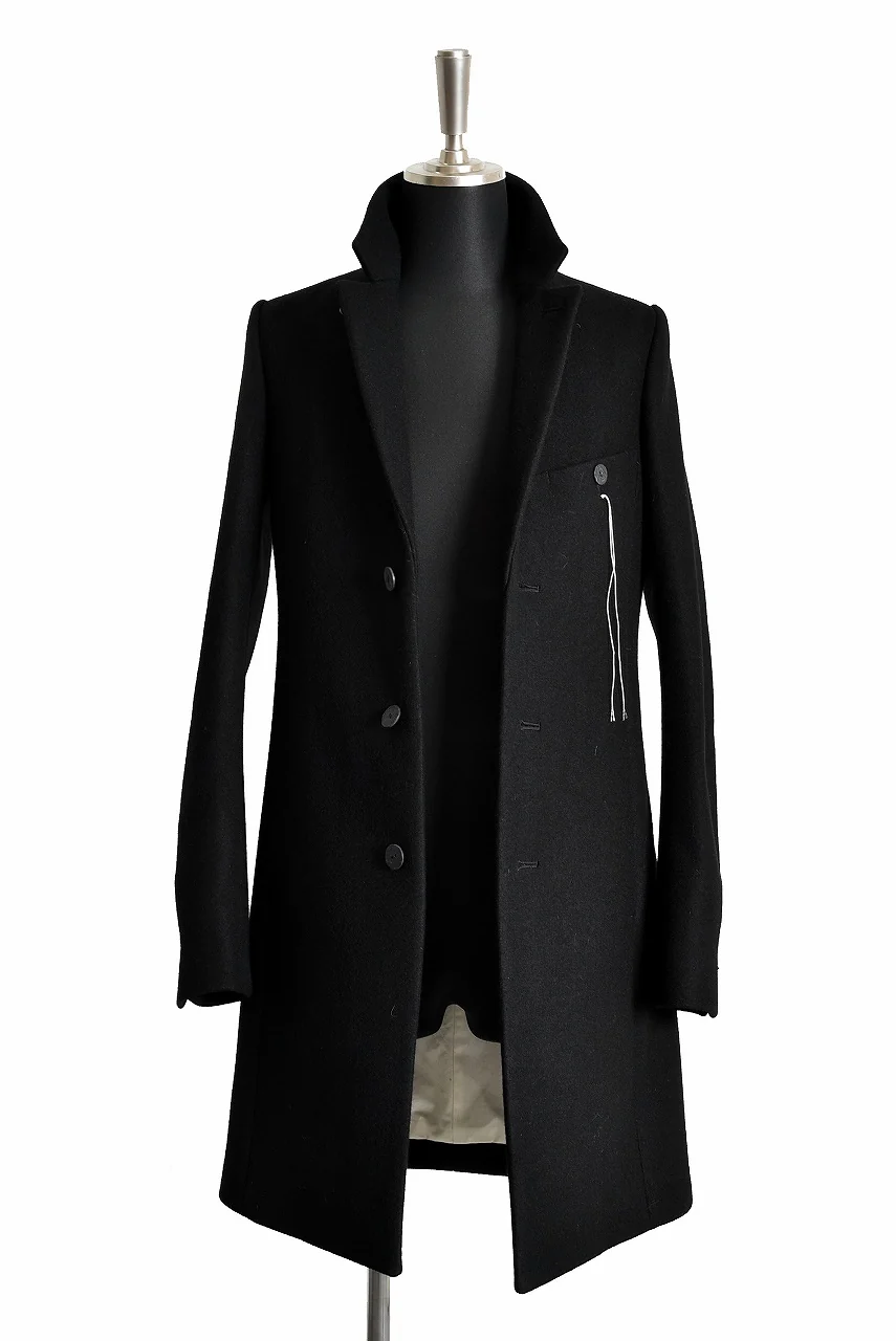 N/07 "MAUSK Detail" exclusive "PLATINUM MELTON" FOLDING NECK CHESTER COAT (BLACK) - Image 9