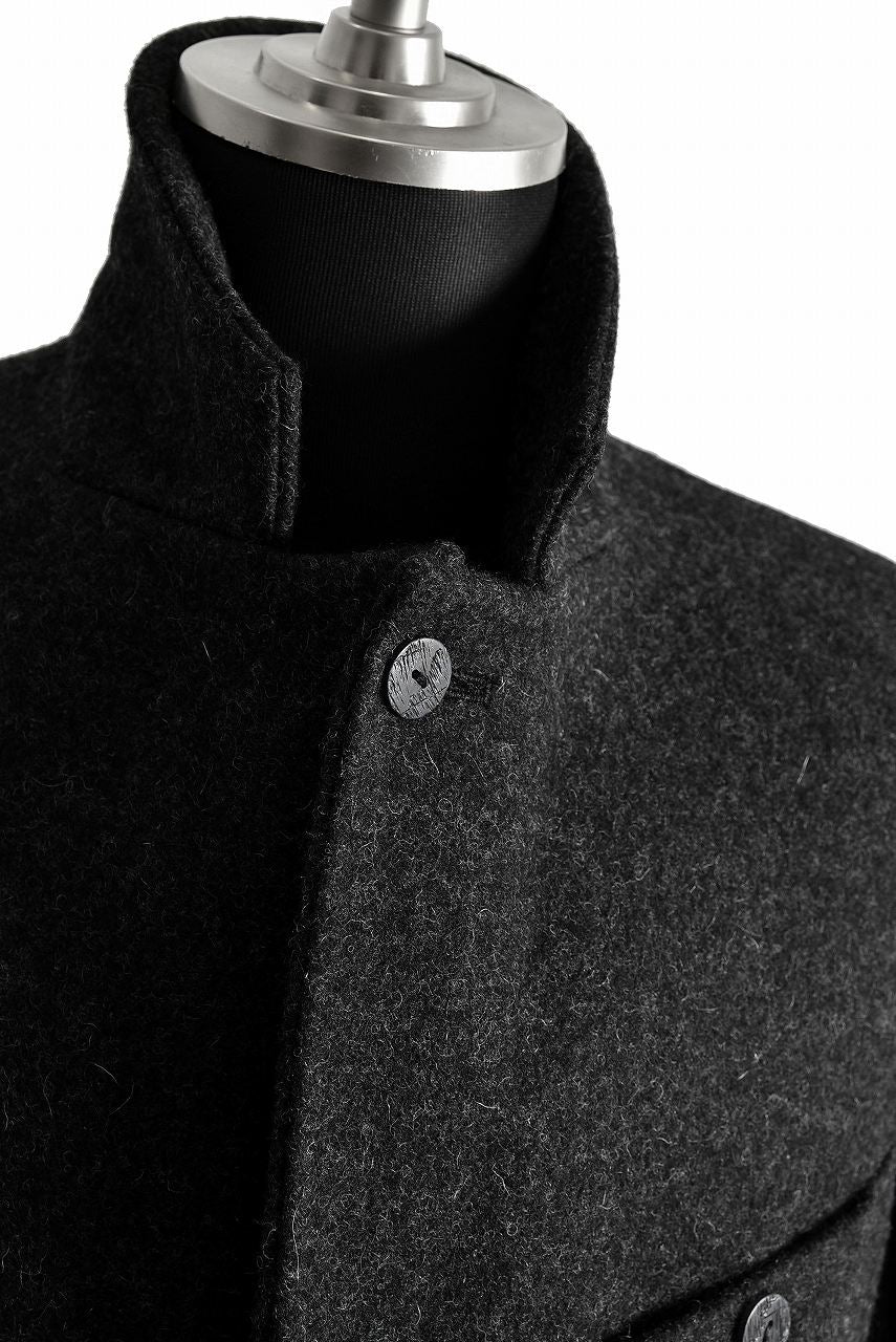 N/07 "MAUSK Detail" exclusive "PLATINUM MELTON" FOLDING NECK CHESTER COAT (BLACK MIX) - Image 10