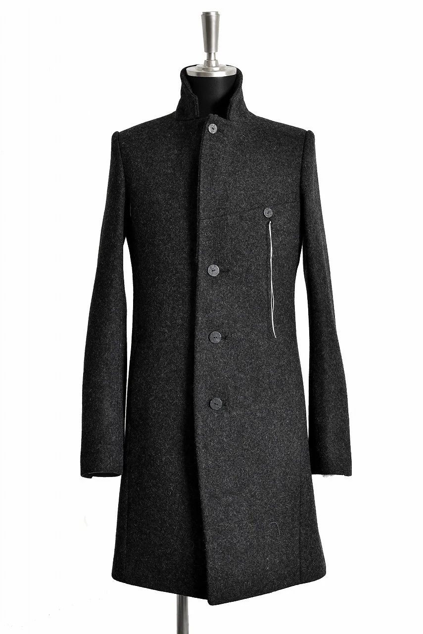 N/07 "MAUSK Detail" exclusive "PLATINUM MELTON" FOLDING NECK CHESTER COAT (BLACK MIX) - Image 2