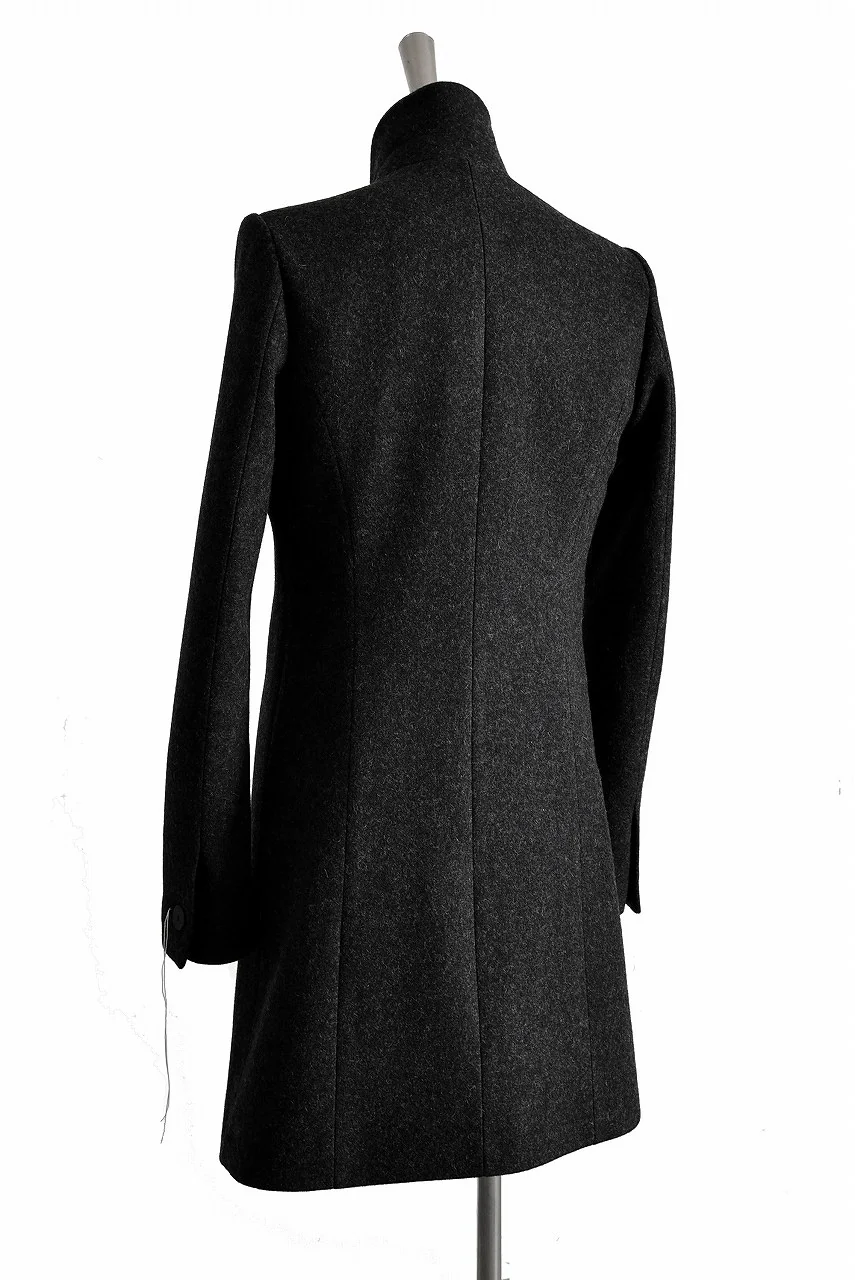 N/07 "MAUSK Detail" exclusive "PLATINUM MELTON" FOLDING NECK CHESTER COAT (BLACK MIX) - Image 5