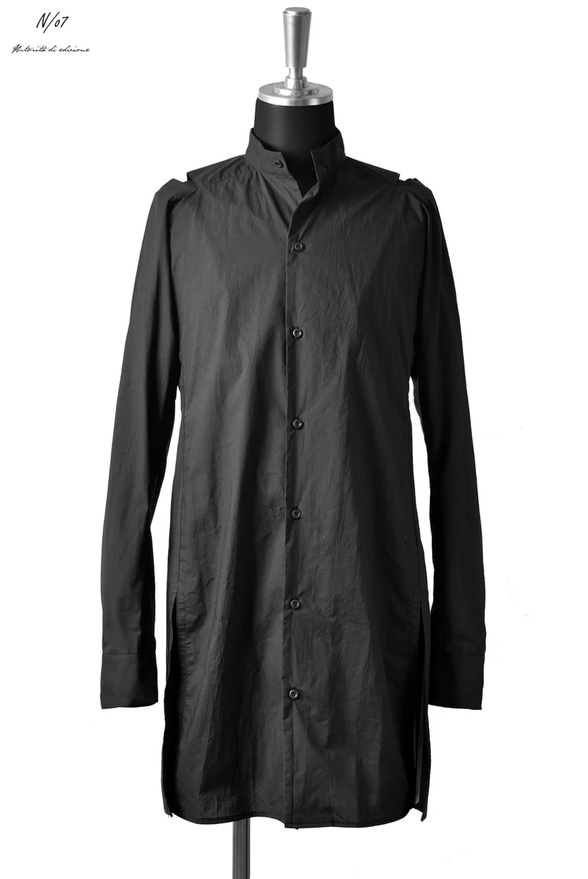 N/07 "MAUSK Detail" SLIT-SHOULDER LONG SHIRT (BLACK)
