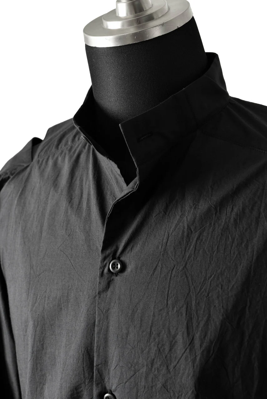 N/07 "MAUSK Detail" SLIT-SHOULDER LONG SHIRT (BLACK) - Image 11