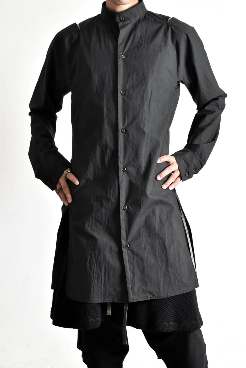 N/07 "MAUSK Detail" SLIT-SHOULDER LONG SHIRT (BLACK) - Image 31