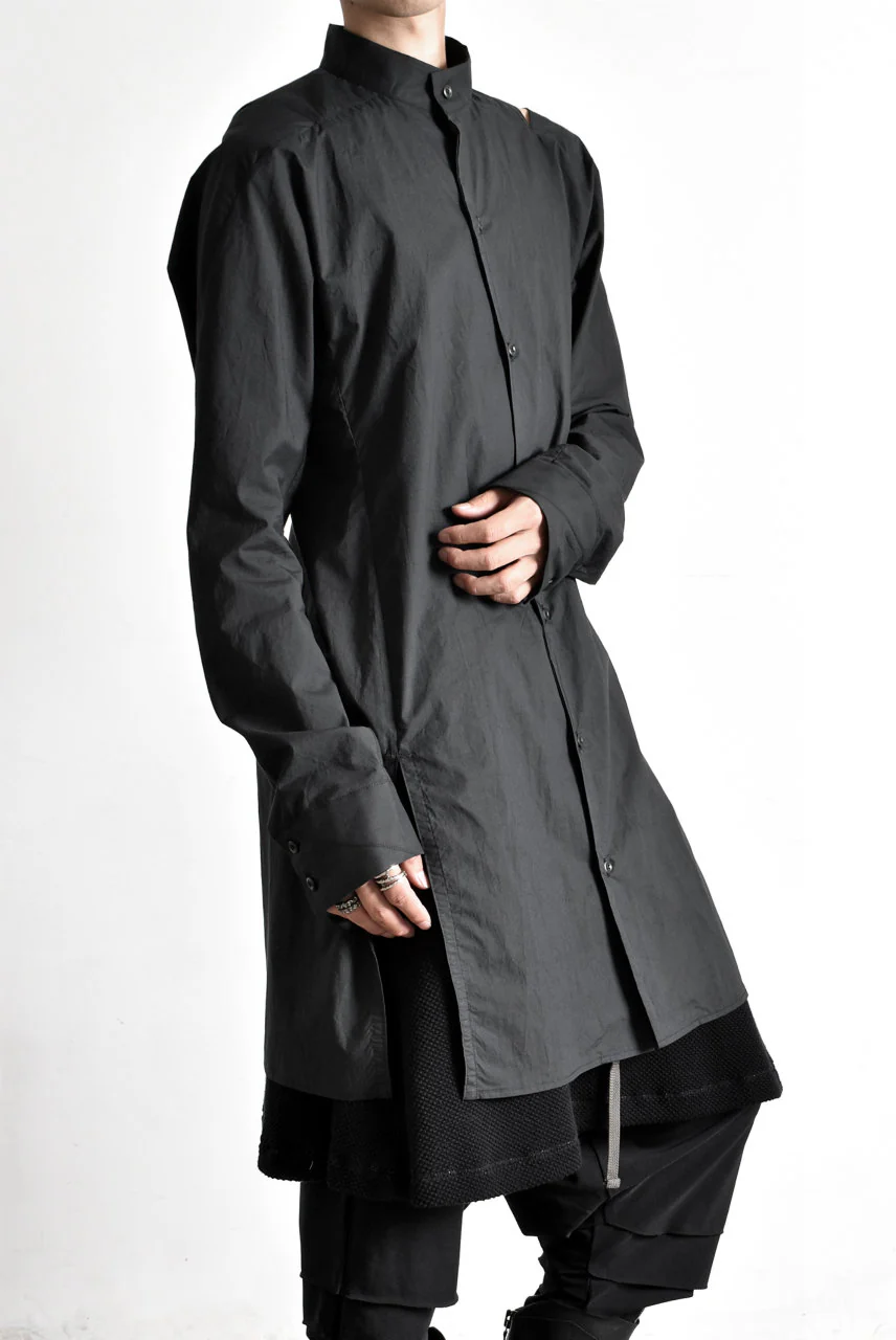N/07 "MAUSK Detail" SLIT-SHOULDER LONG SHIRT (BLACK) - Image 33