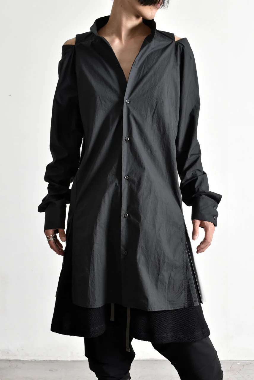 N/07 "MAUSK Detail" SLIT-SHOULDER LONG SHIRT (BLACK) - Image 34