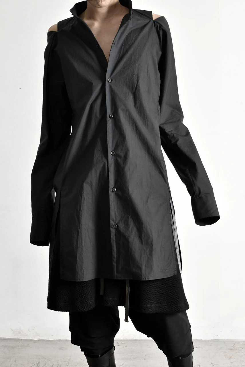 N/07 "MAUSK Detail" SLIT-SHOULDER LONG SHIRT (BLACK) - Image 35