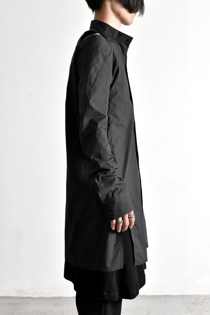 N/07 "MAUSK Detail" SLIT-SHOULDER LONG SHIRT (BLACK) - Image 36