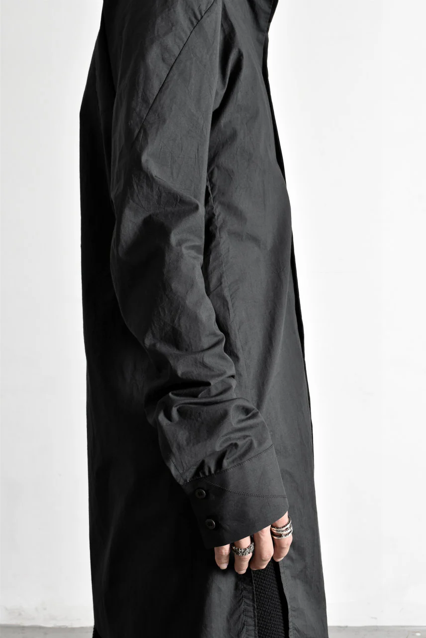 N/07 "MAUSK Detail" SLIT-SHOULDER LONG SHIRT (BLACK) - Image 42