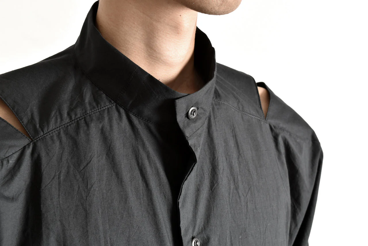 N/07 "MAUSK Detail" SLIT-SHOULDER LONG SHIRT (BLACK) - Image 47