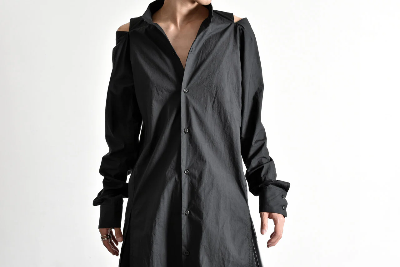 N/07 "MAUSK Detail" SLIT-SHOULDER LONG SHIRT (BLACK) - Image 48