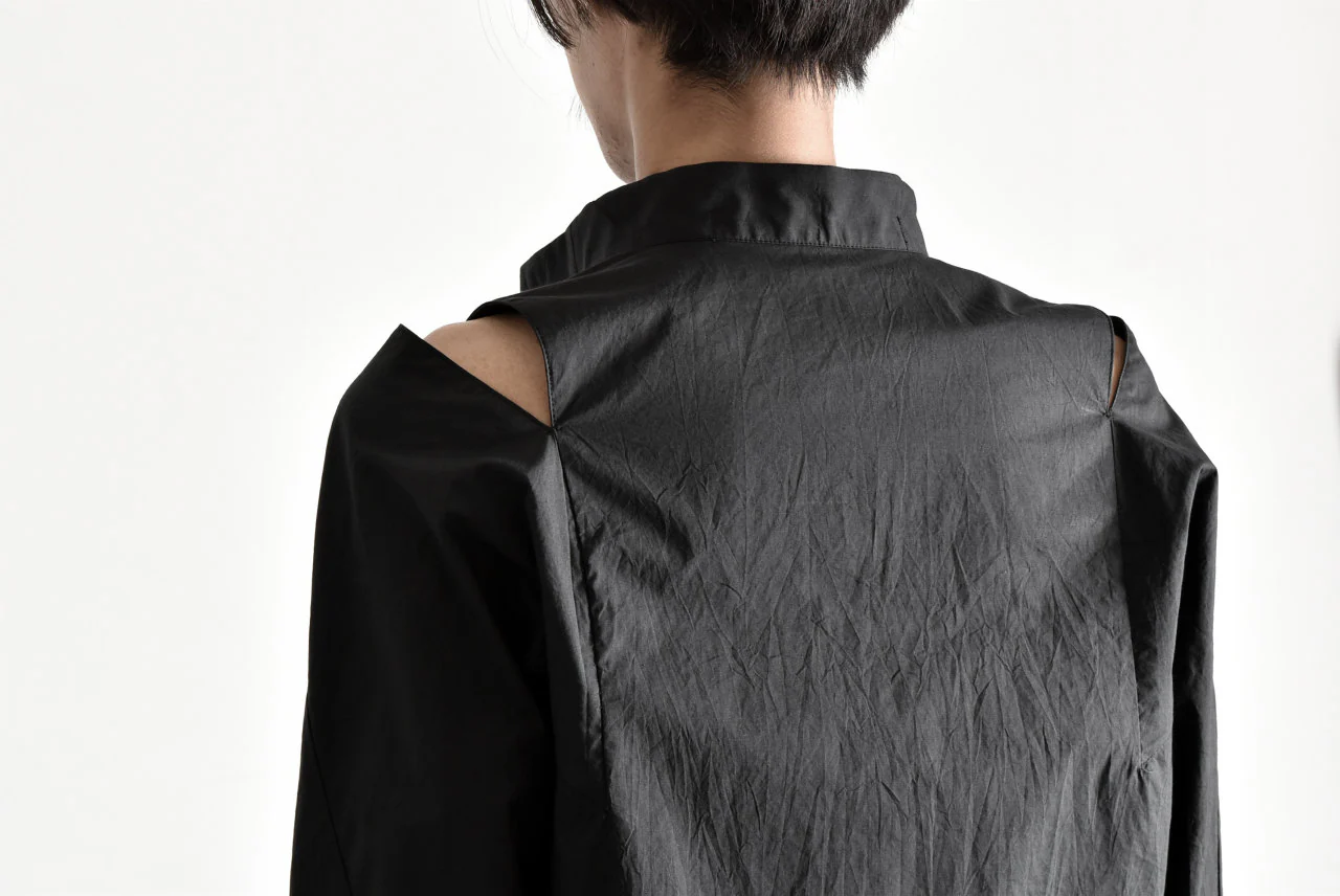 N/07 "MAUSK Detail" SLIT-SHOULDER LONG SHIRT (BLACK) - Image 49