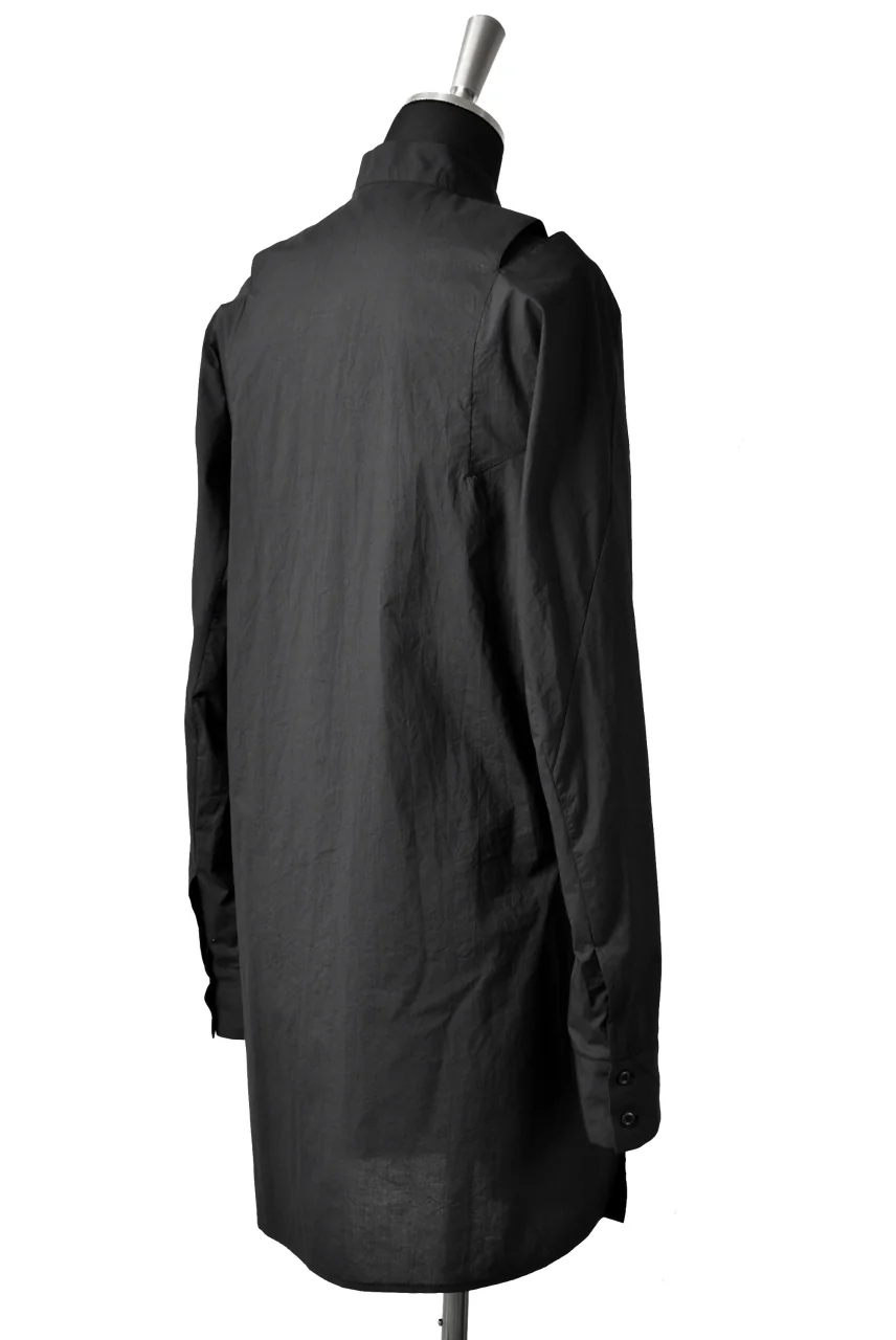 N/07 "MAUSK Detail" SLIT-SHOULDER LONG SHIRT (BLACK) - Image 6