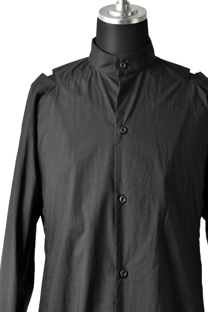 N/07 "MAUSK Detail" SLIT-SHOULDER LONG SHIRT (BLACK) - Image 7