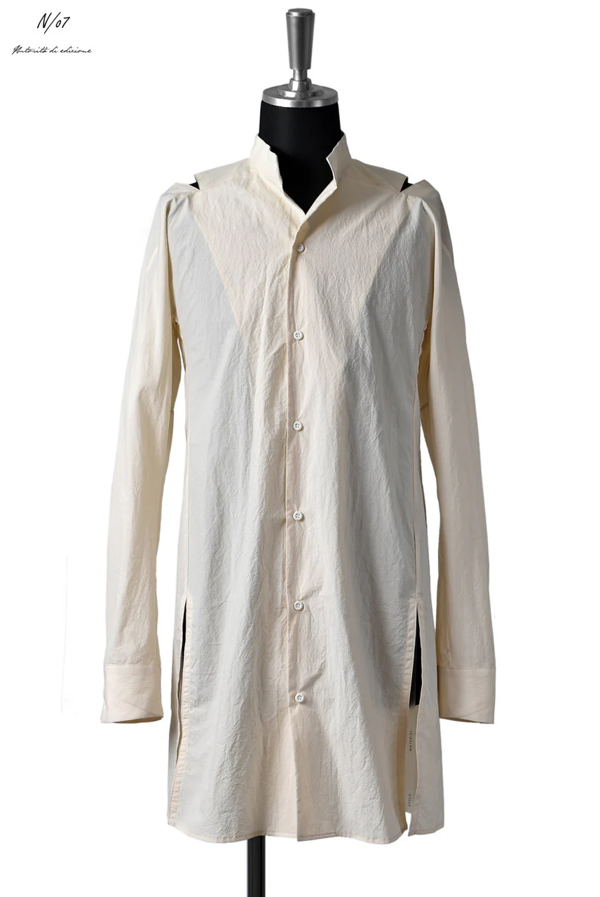 N/07 "MAUSK Detail" SLIT-SHOULDER LONG SHIRT (ECRU)