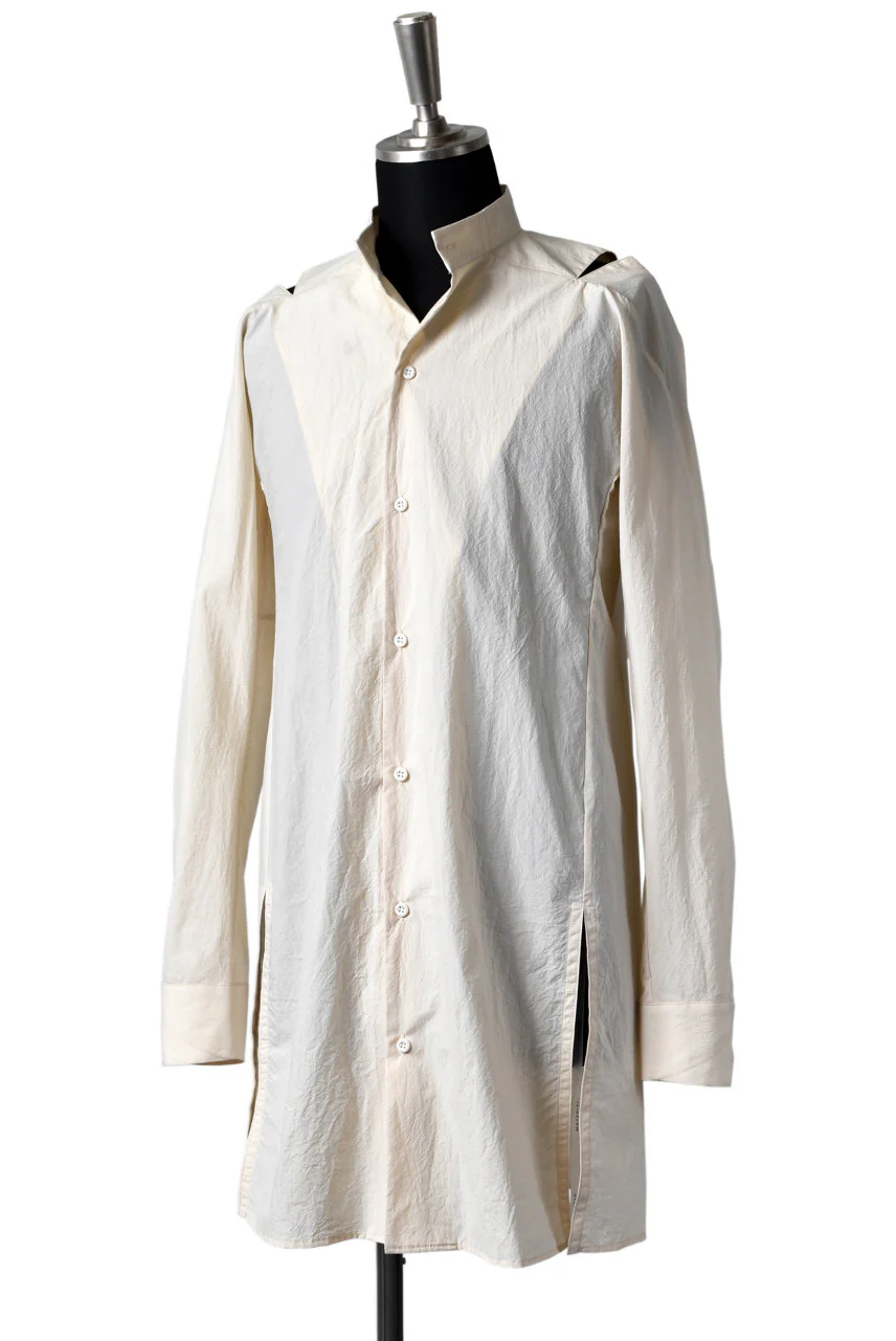 N/07 "MAUSK Detail" SLIT-SHOULDER LONG SHIRT (ECRU) - Image 3