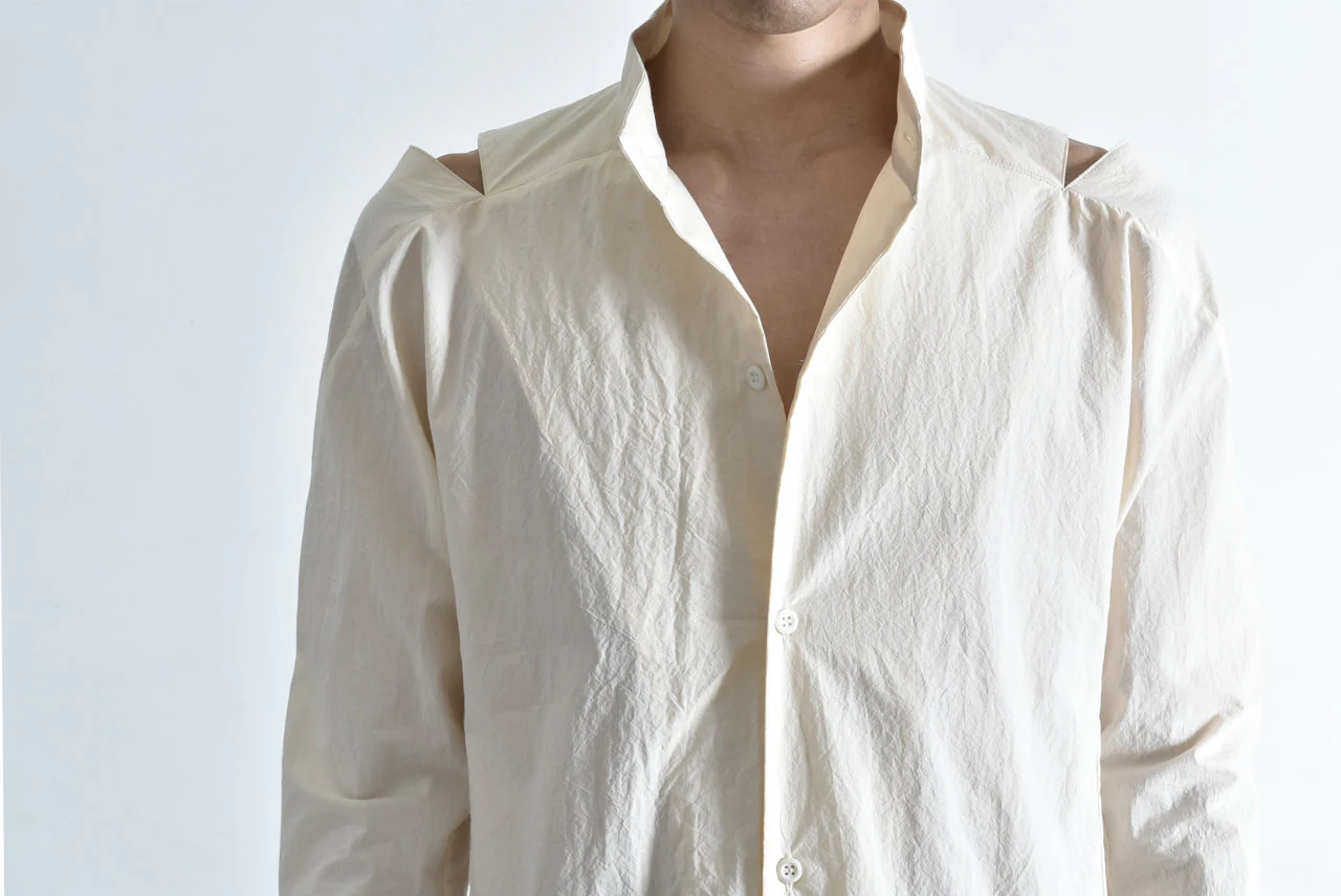 N/07 "MAUSK Detail" SLIT-SHOULDER LONG SHIRT (ECRU) - Image 39
