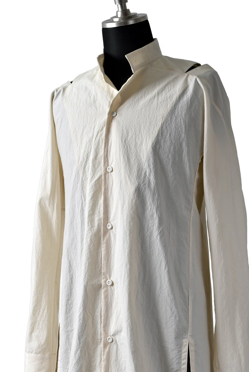 N/07 "MAUSK Detail" SLIT-SHOULDER LONG SHIRT (ECRU) - Image 6