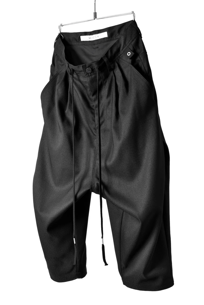 N/07 "MAUSK Detail" Three Dimensional Wide Tuck / Dart Cropped Pants #2 (BLACK) - Image 2