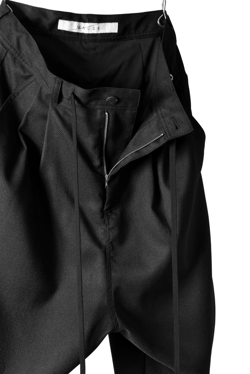 N/07 "MAUSK Detail" Three Dimensional Wide Tuck / Dart Cropped Pants #2 (BLACK) - Image 20
