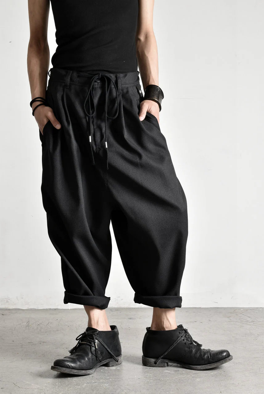N/07 "MAUSK Detail" Three Dimensional Wide Tuck / Dart Cropped Pants #2 (BLACK) - Image 31