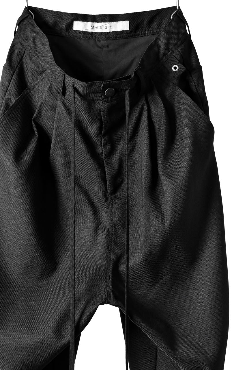 N/07 "MAUSK Detail" Three Dimensional Wide Tuck / Dart Cropped Pants #2 (BLACK) - Image 4