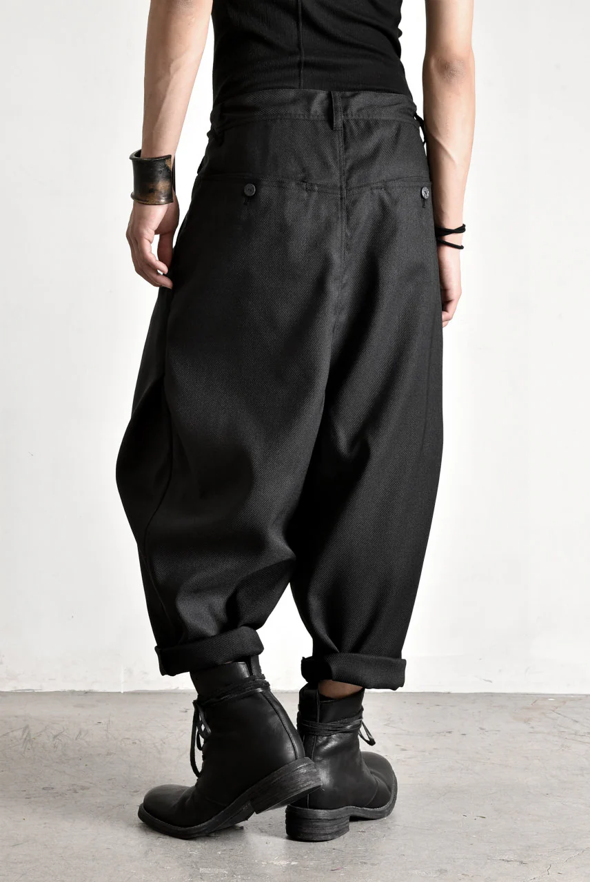 N/07 "MAUSK Detail" Three Dimensional Wide Tuck / Dart Cropped Pants #2 (BLACK) - Image 47