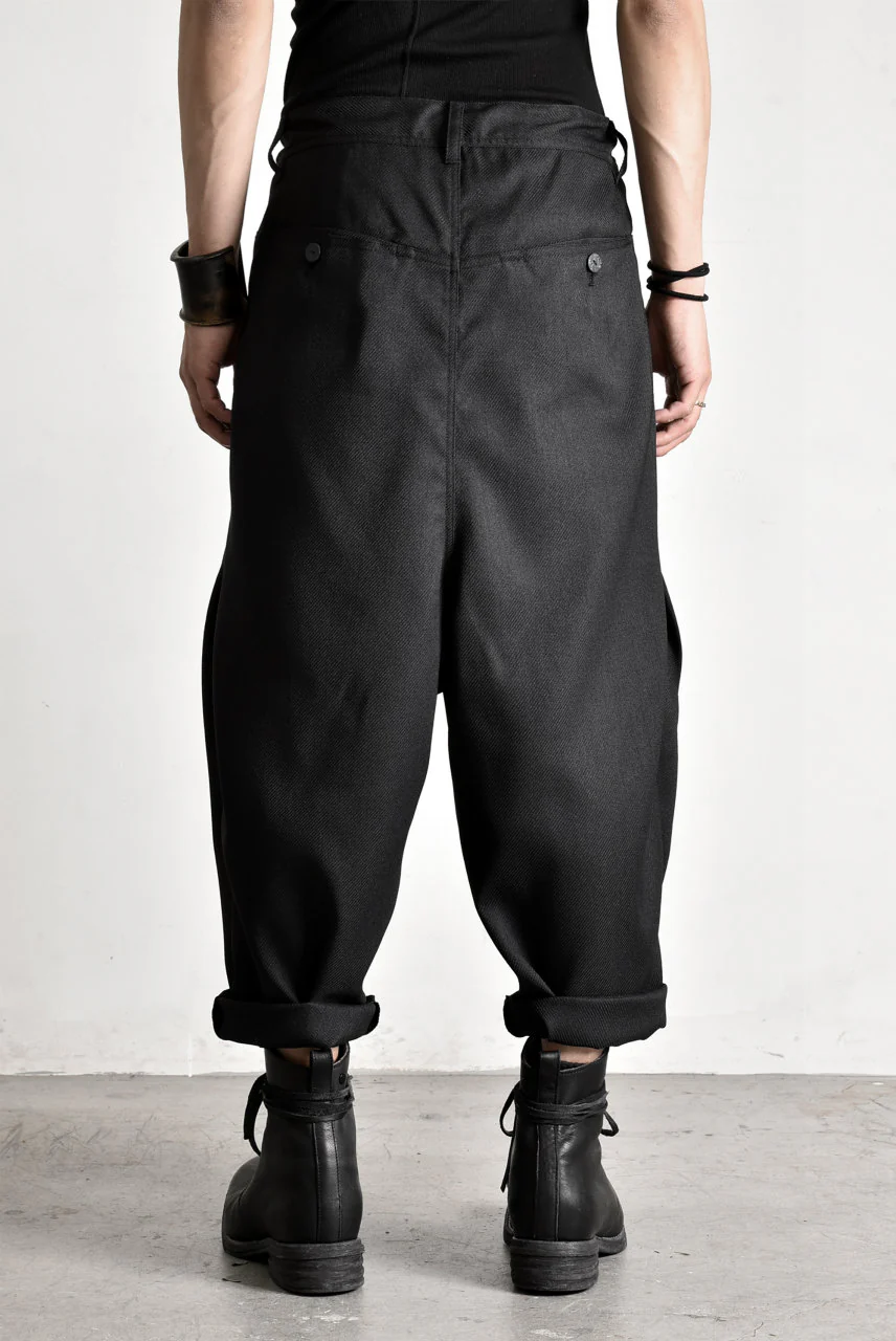 N/07 "MAUSK Detail" Three Dimensional Wide Tuck / Dart Cropped Pants #2 (BLACK) - Image 48