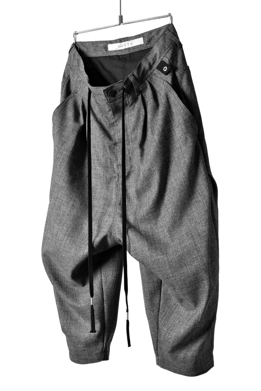 N/07 "MAUSK Detail" Three Dimensional Wide Tuck / Dart Cropped Pants #2 (GREY) - Image 2