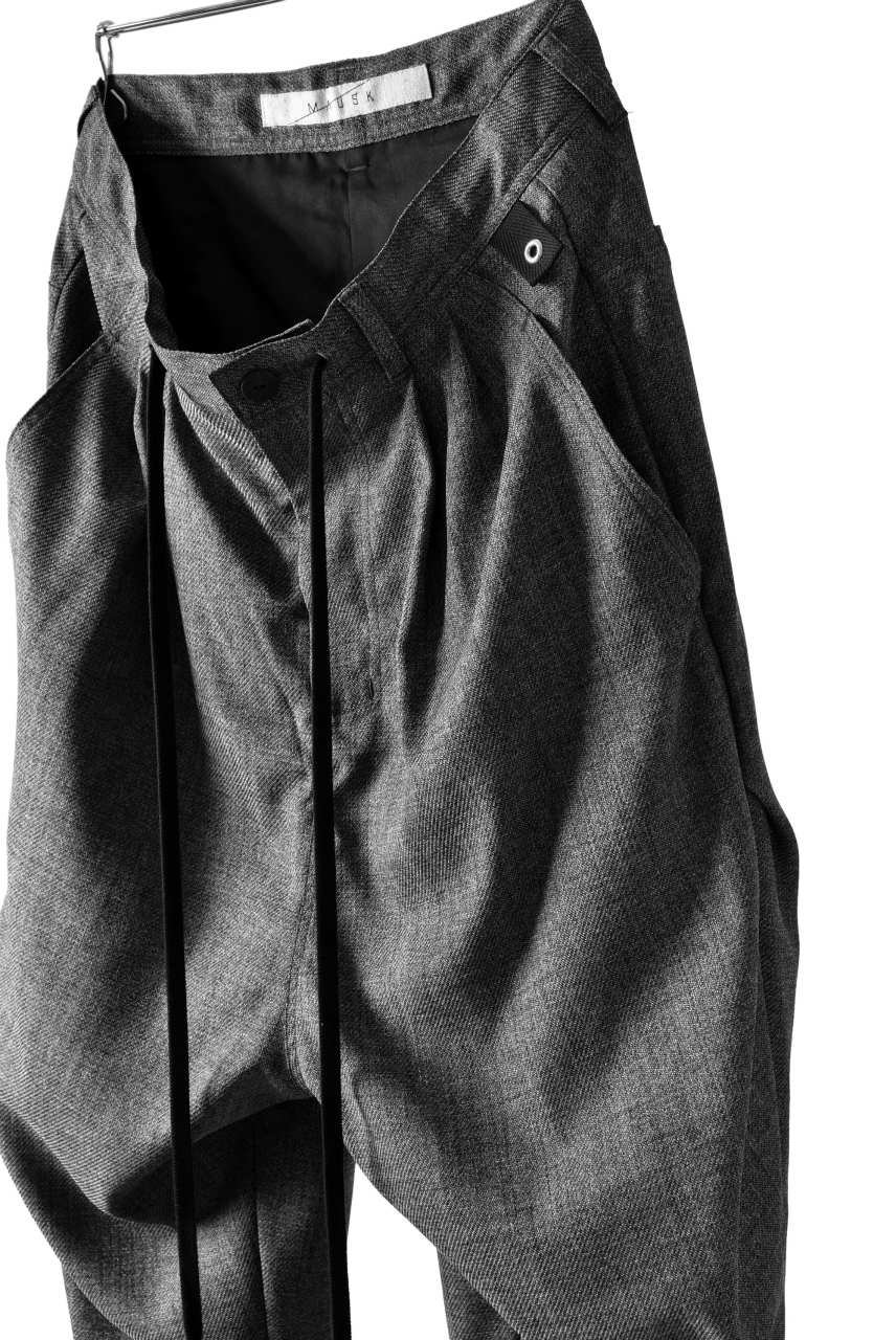 N/07 "MAUSK Detail" Three Dimensional Wide Tuck / Dart Cropped Pants #2 (GREY) - Image 7
