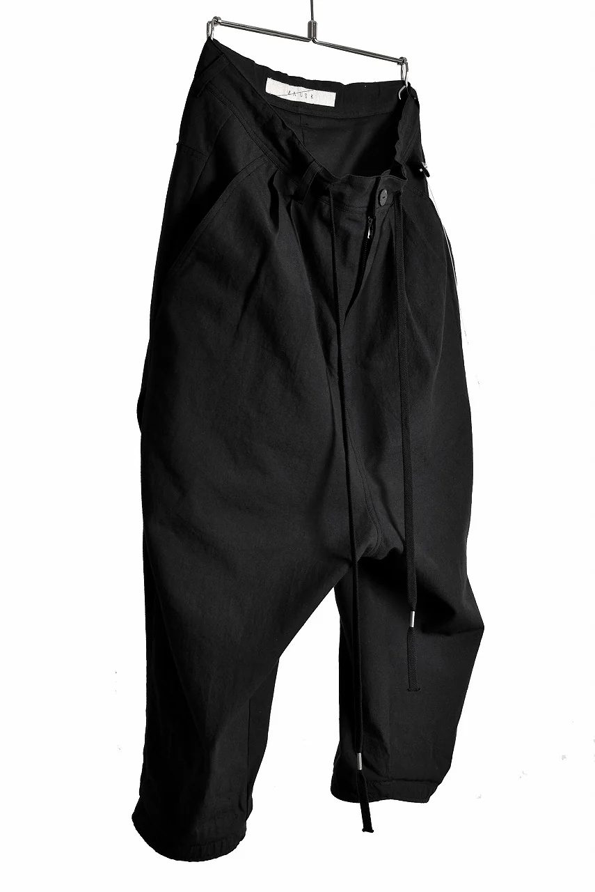 N/07 "MAUSK Detail"  Three Dimensional Wide Tuck & Dart Cropped Pants with Draw Code (BLACK) - Image 2