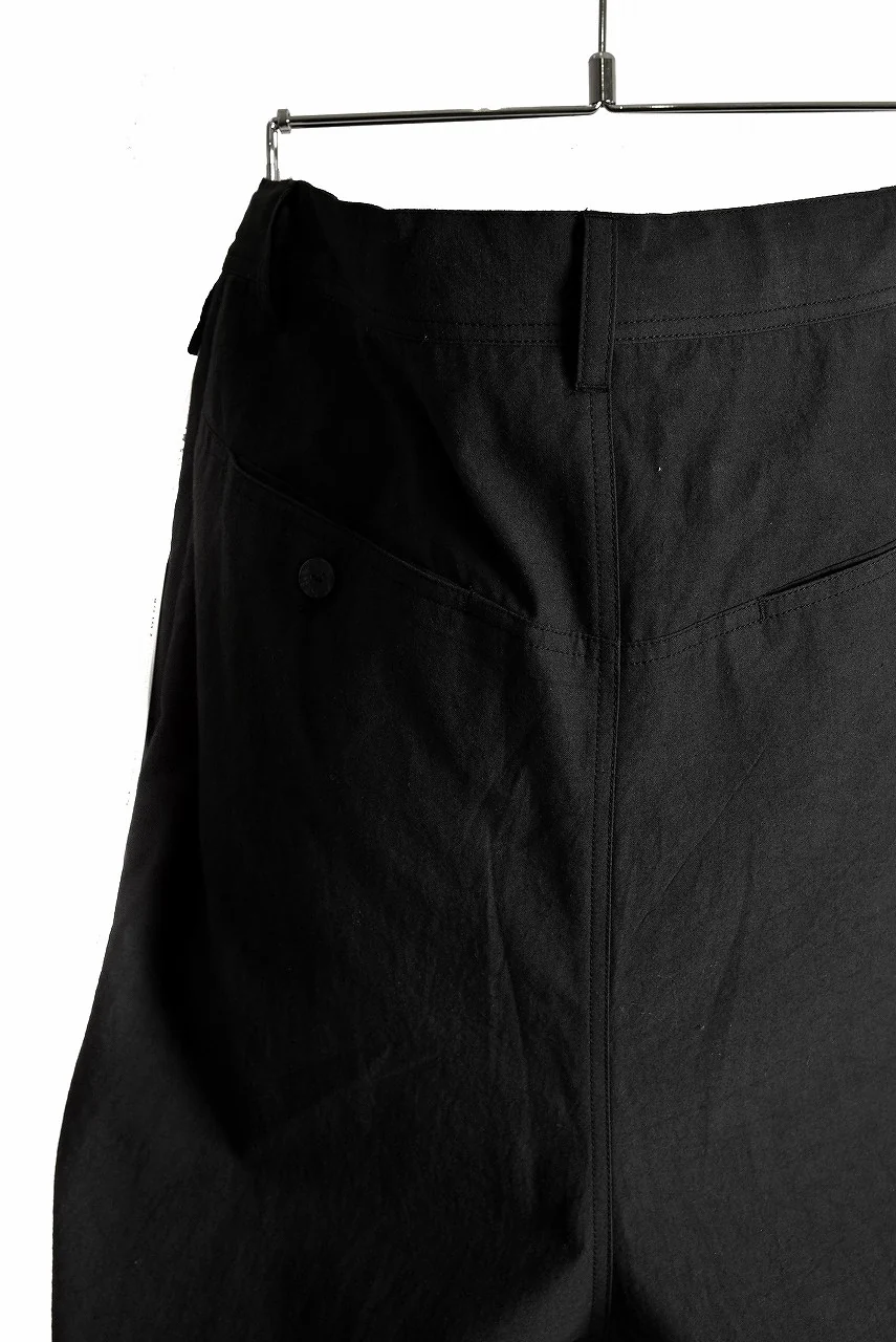 N/07 "MAUSK Detail"  Three Dimensional Wide Tuck & Dart Cropped Pants with Draw Code (BLACK) - Image 9